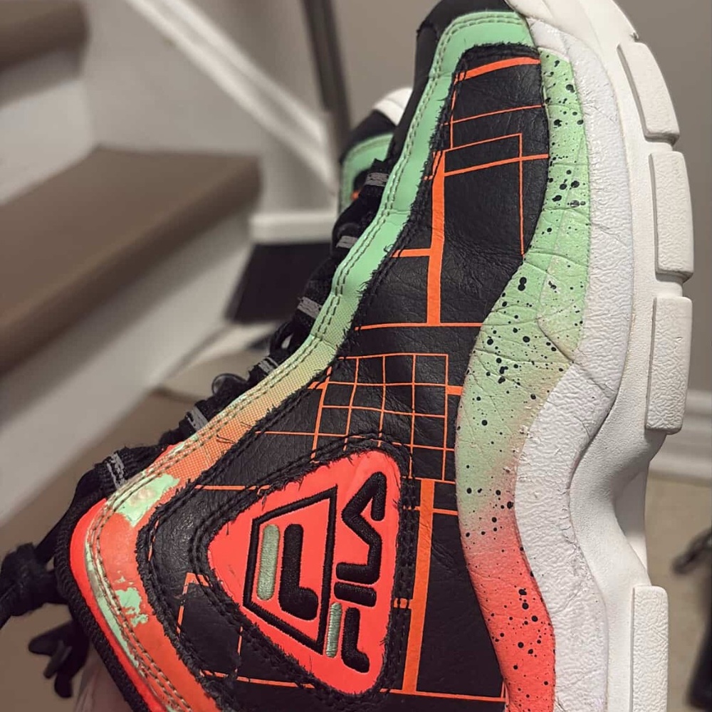 Orange & Green Boy Fila Shoes 6Y